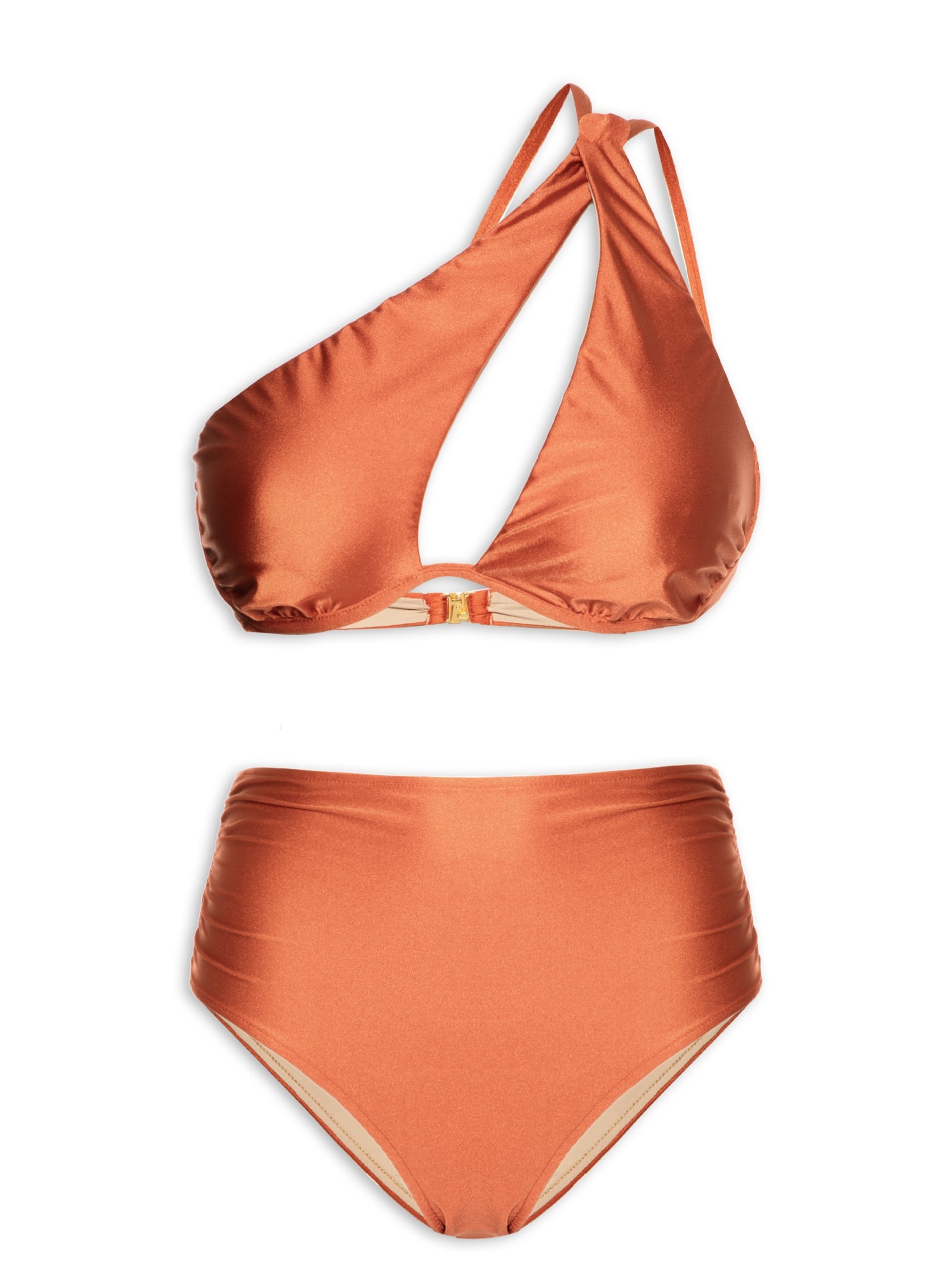 Biquíni Ombro Único E Calcinha Hot Pants Laranja '2Essential