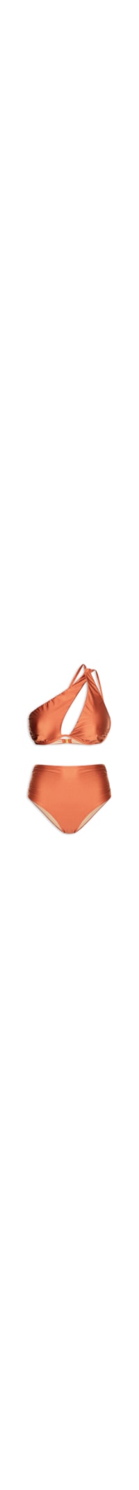 Biquíni Ombro Único E Calcinha Hot Pants - Laranja