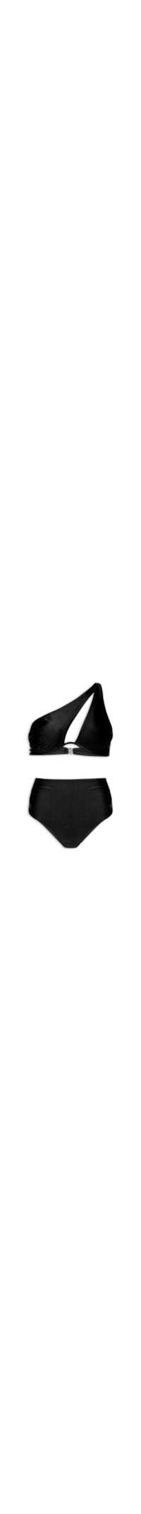 Biquíni Ombro Único E Calcinha Hot Pants - Preto