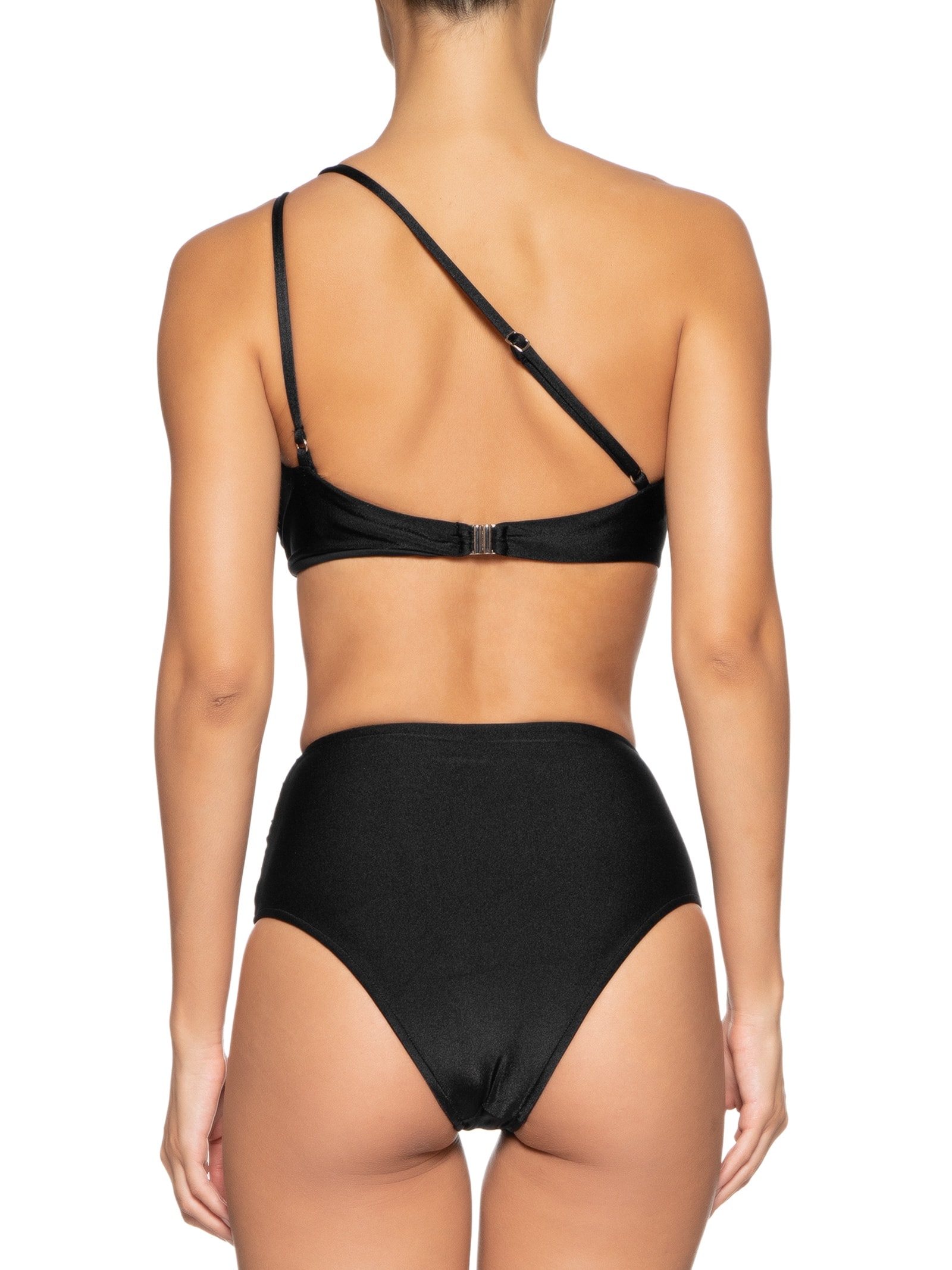 Biquíni Ombro Único E Calcinha Hot Pants Preto '2Essential