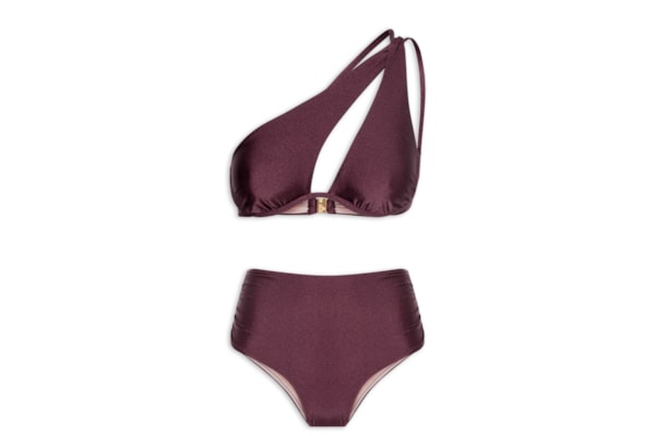 Biquíni Ombro Único E Calcinha Hot Pants - Vermelho