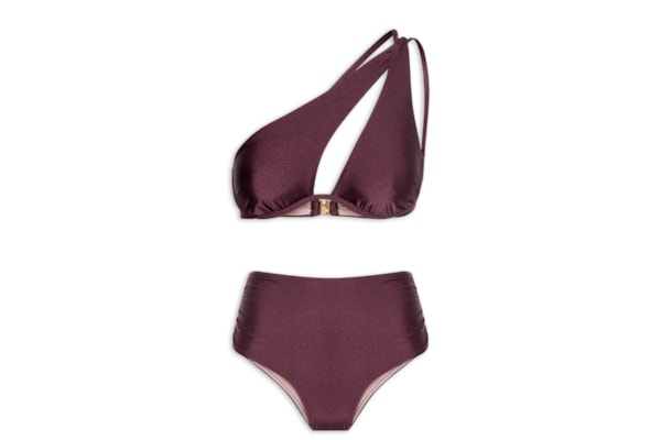 Biquíni Ombro Único E Calcinha Hot Pants - Vermelho