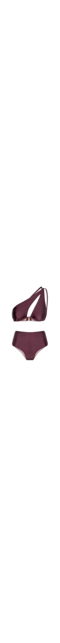 Biquíni Ombro Único E Calcinha Hot Pants - Vermelho