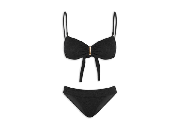 Biquíni Pala Textura Flor - Preto