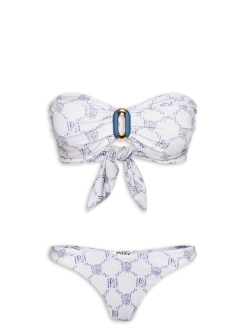Biquíni Sem Alças Asa Delta Estampado – Azul