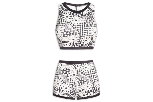 Biquíni Shorts Feminino Floral - Preto