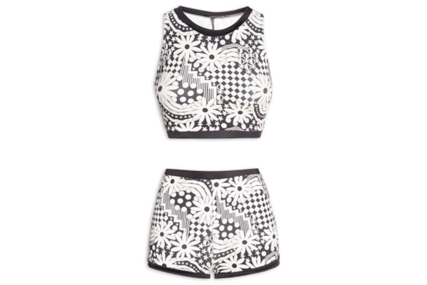 Biquíni Shorts Feminino Floral - Preto