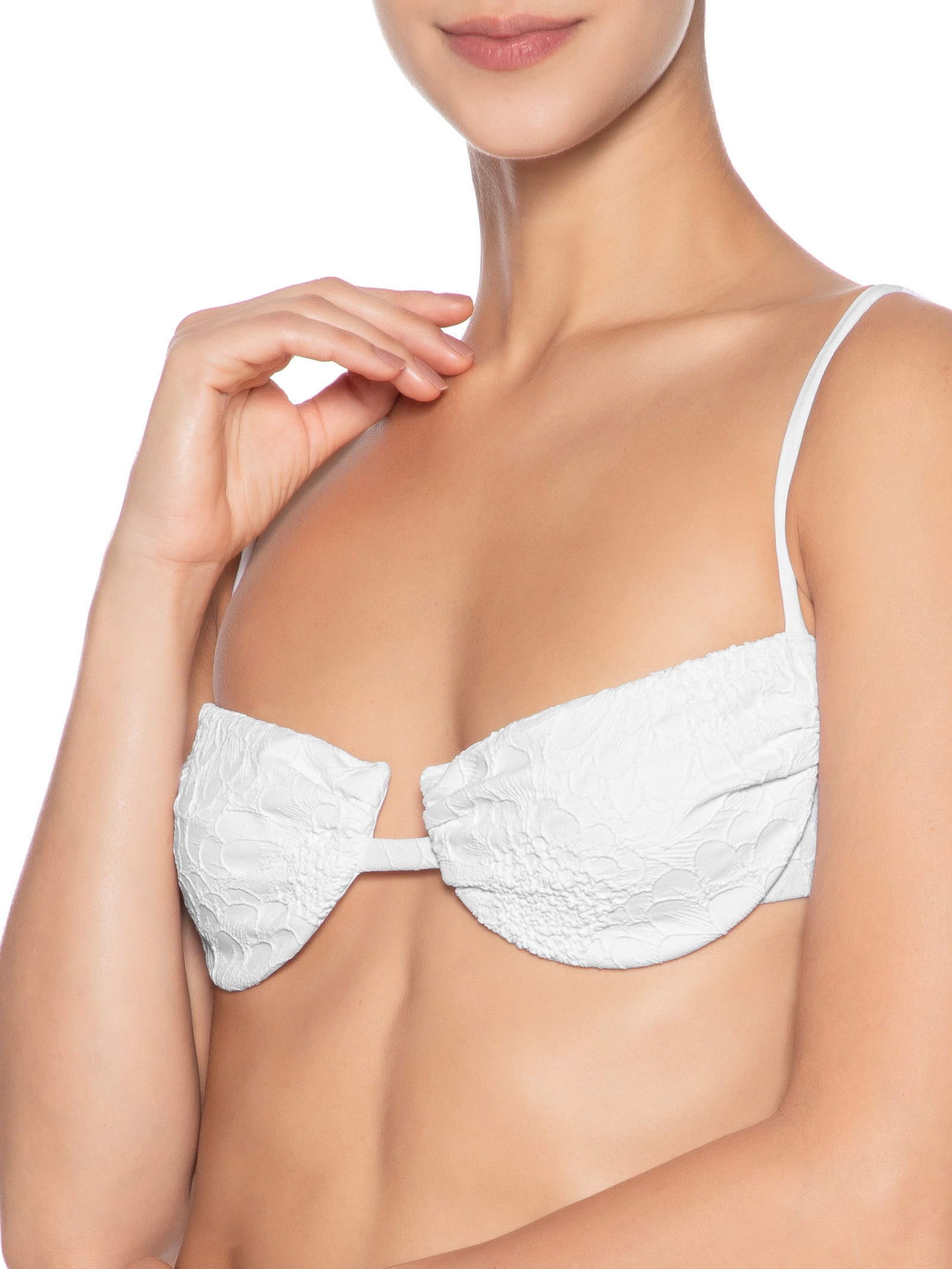 Biquíni Textura Flor Branco Farm Praia