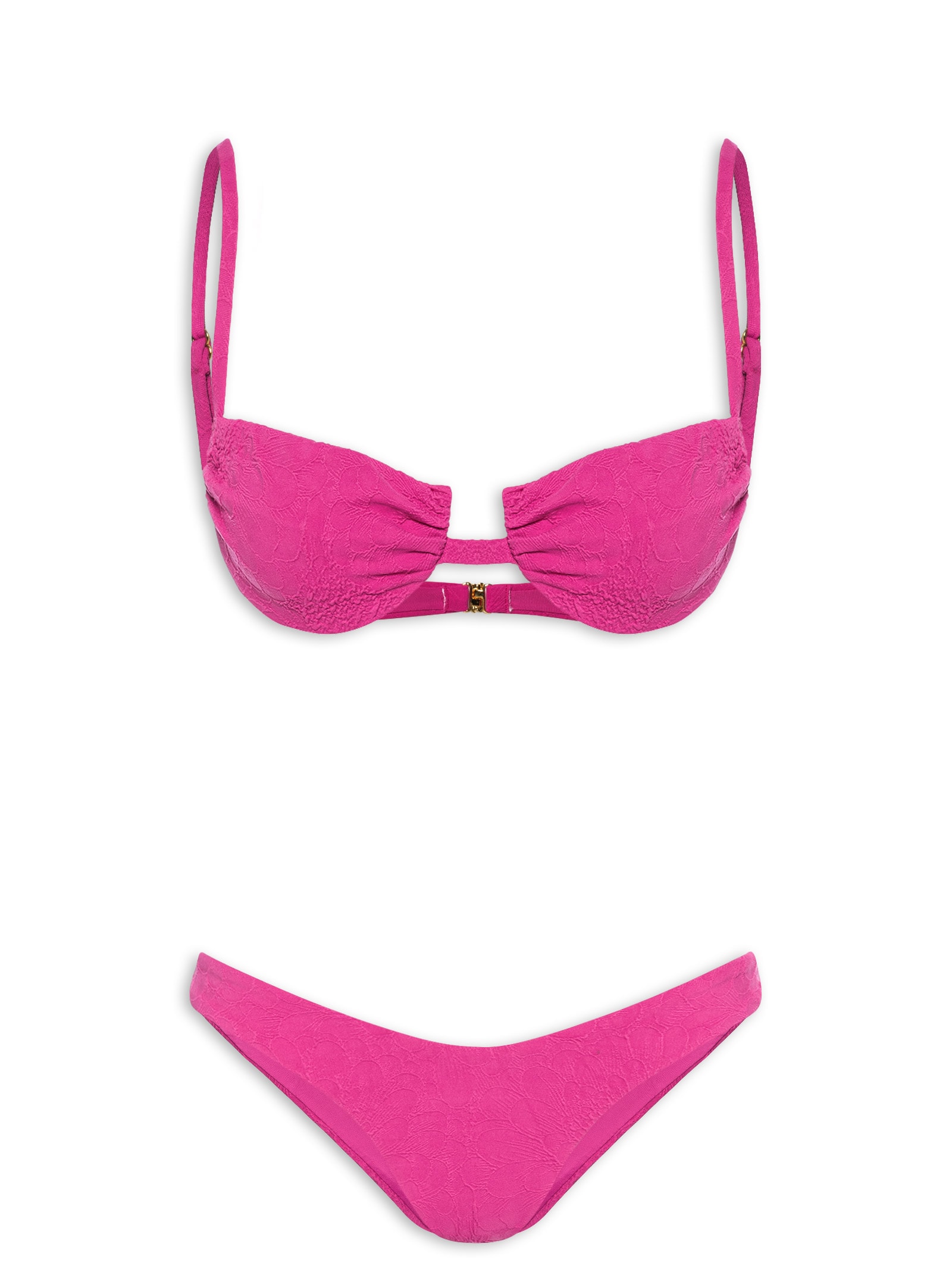 Biquíni Textura Flor Rosa Farm Praia