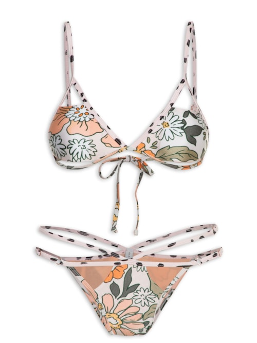 Biquíni Tiras Estampado – Branco