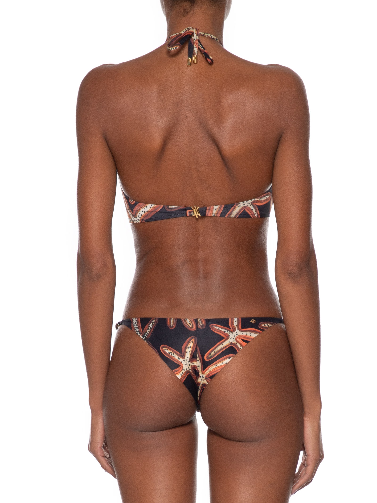 Biquini Top Bandeau Alça Com Pedras Estampa Preto Animale Resort