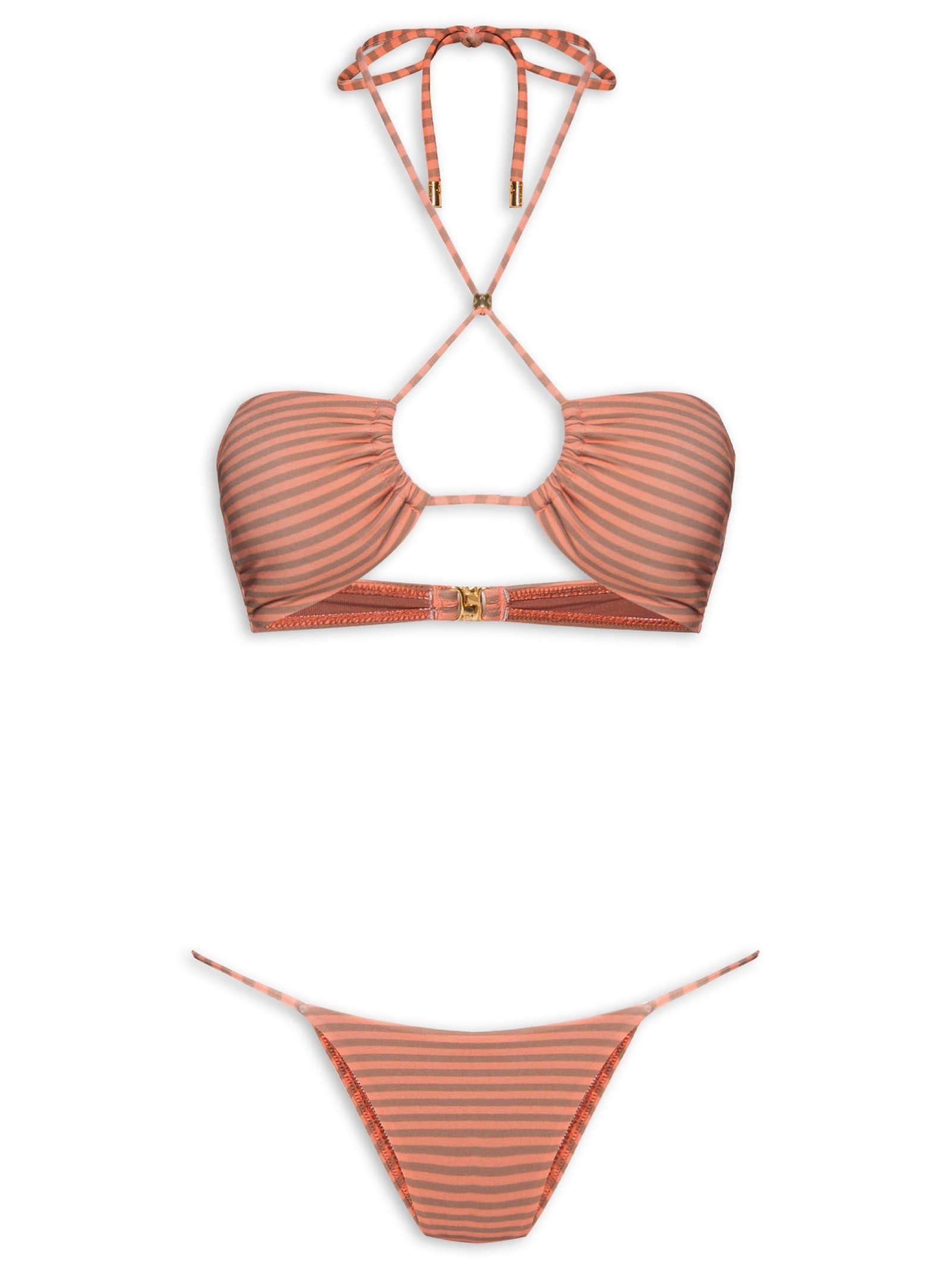 Biquíni Top Bandeau Listrado Laranja Animale Resort