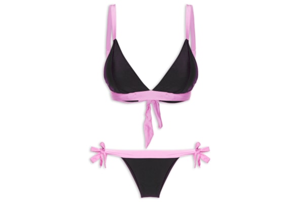 Biquíni Top Triângulo com Calcinha Laço Plus Size - Preto