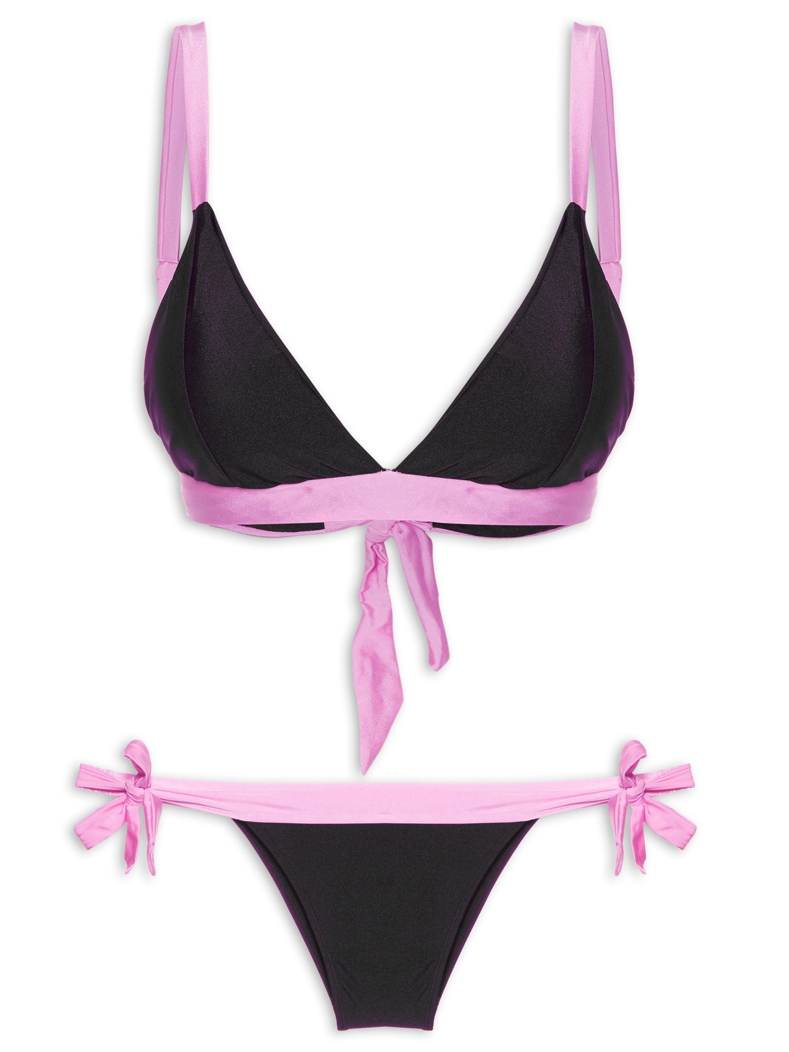 Biquíni Top Triângulo com Calcinha Laço Plus Size Preto Mktbeach