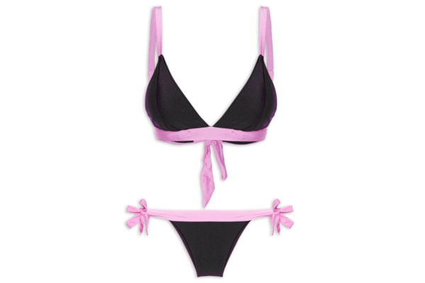 Biquíni Top Triângulo com Calcinha Laço Plus Size - Preto