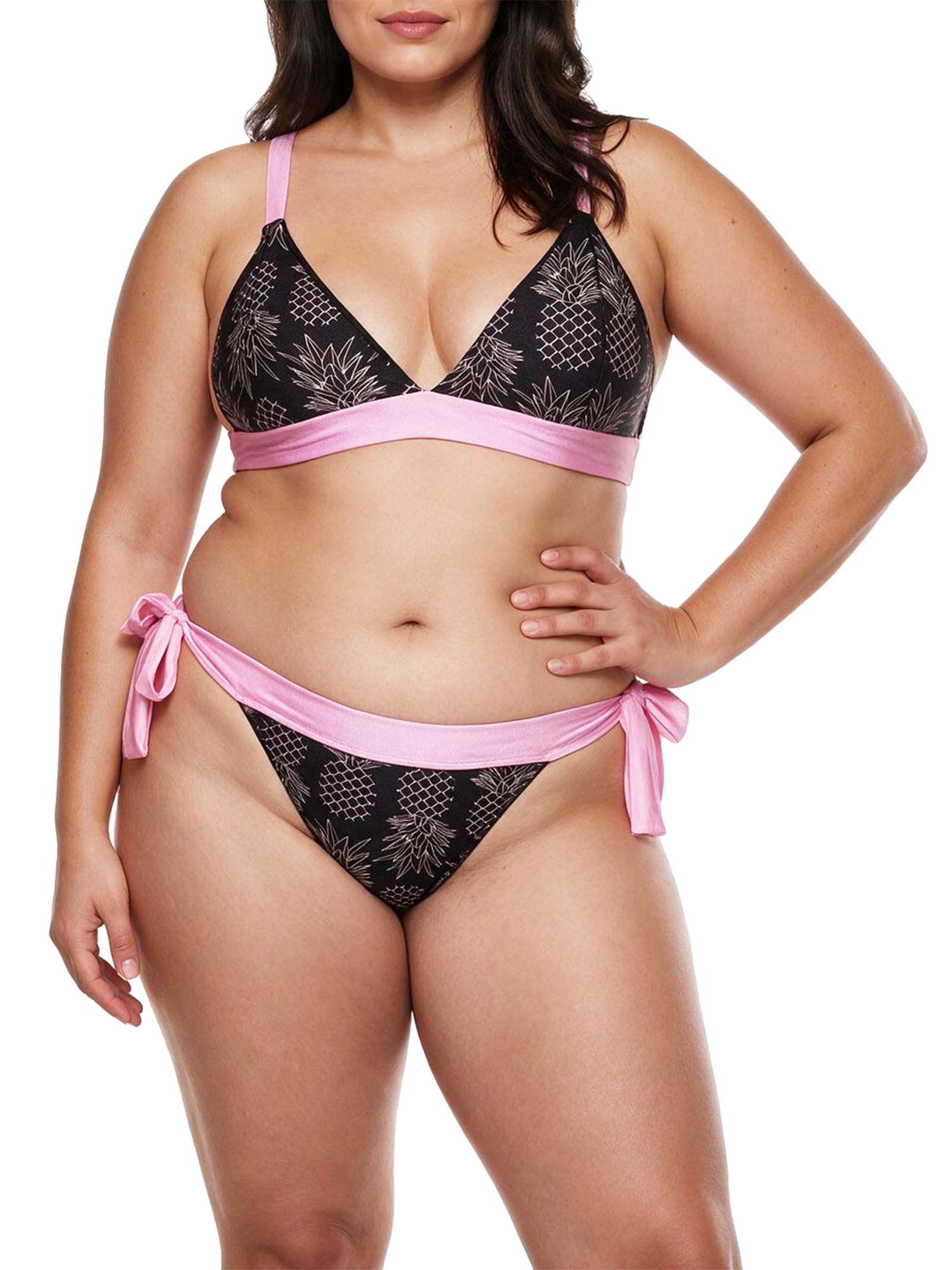 Biquíni Top Triângulo com Calcinha Laço Plus Size Preto Mktbeach