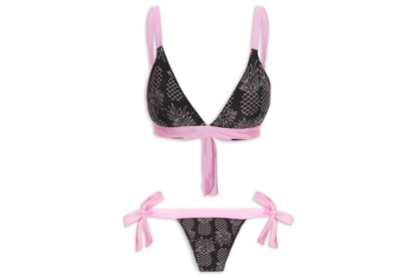 Biquíni Top Triângulo com Calcinha Laço Plus Size - Preto