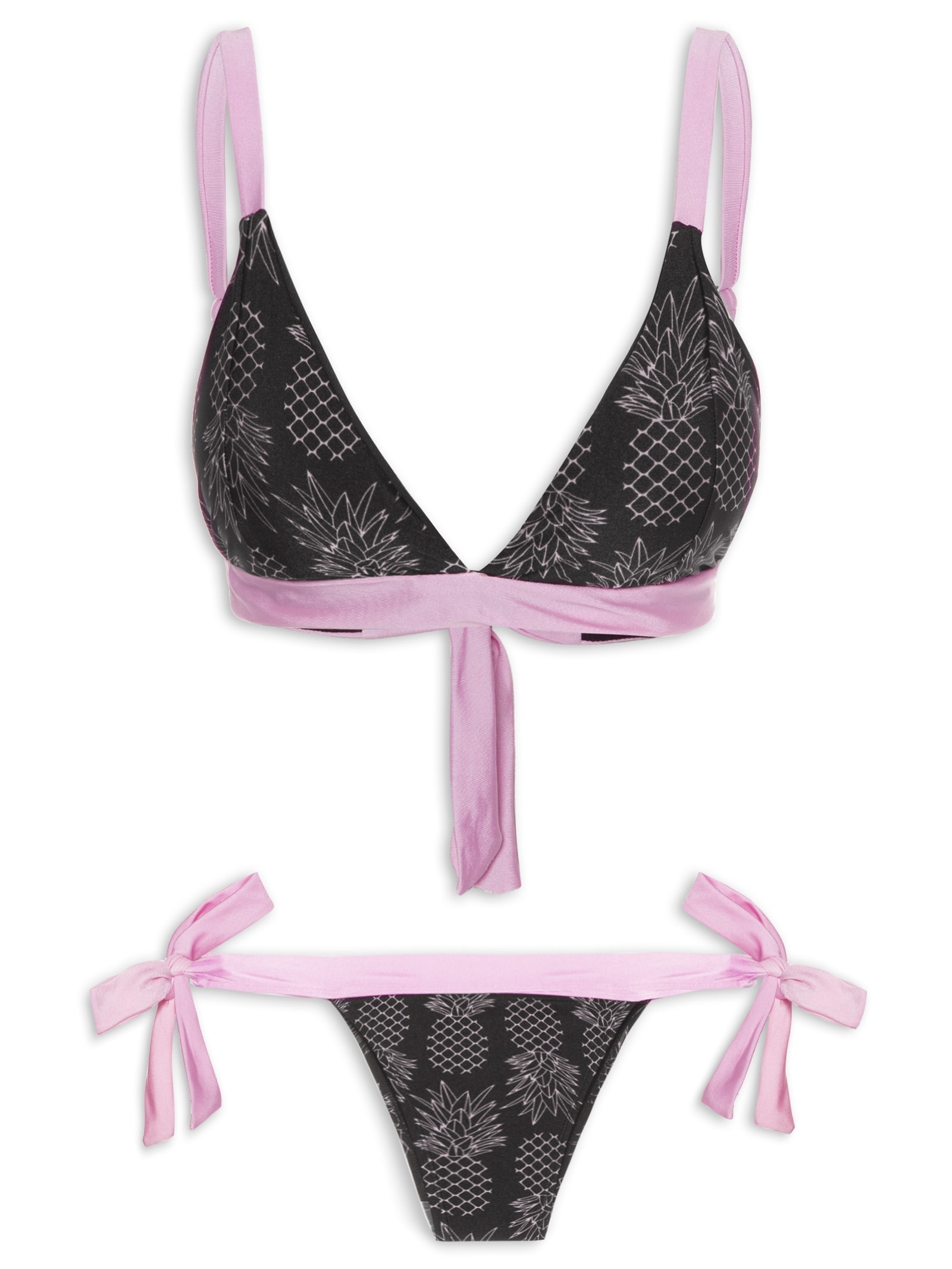 Biquíni Top Triângulo com Calcinha Laço Plus Size Preto Mktbeach