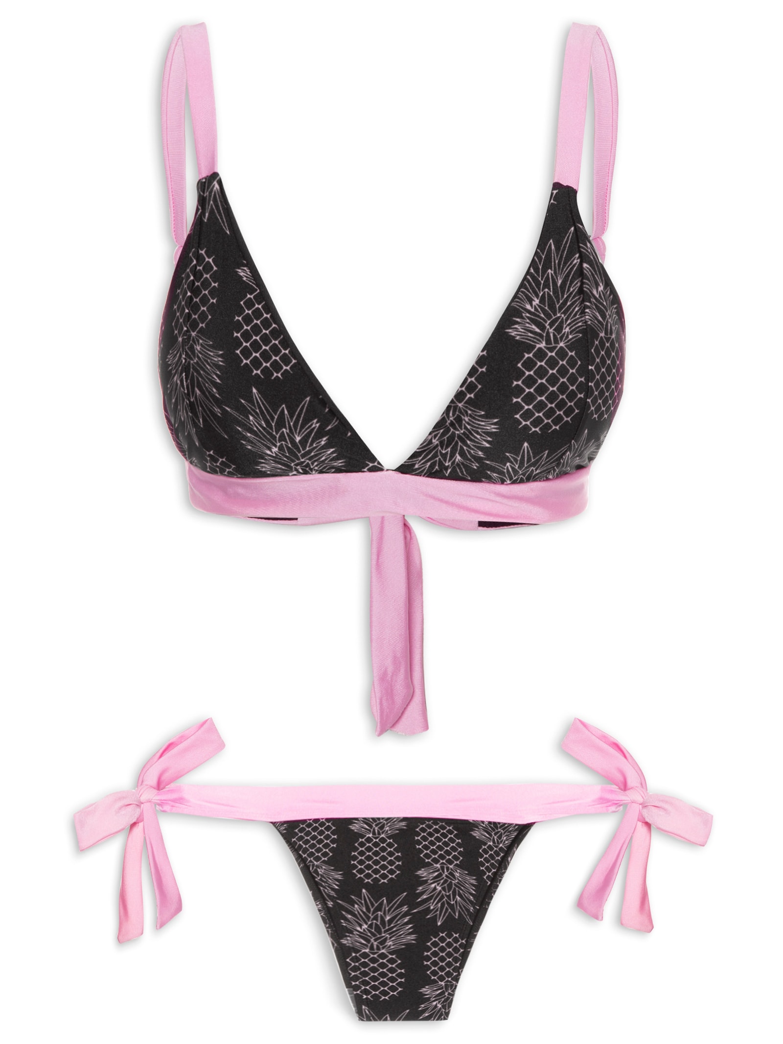 Biquíni Top Triângulo com Calcinha Laço Plus Size Preto Mktbeach