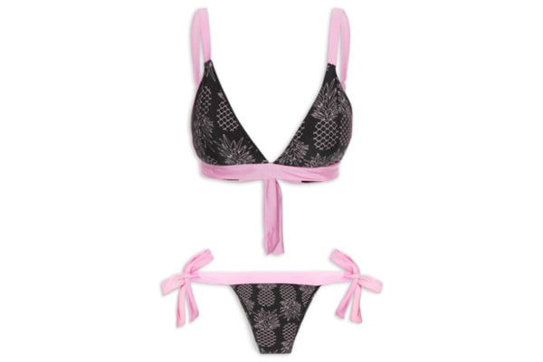 Biquíni Top Triângulo com Calcinha Laço Plus Size - Preto