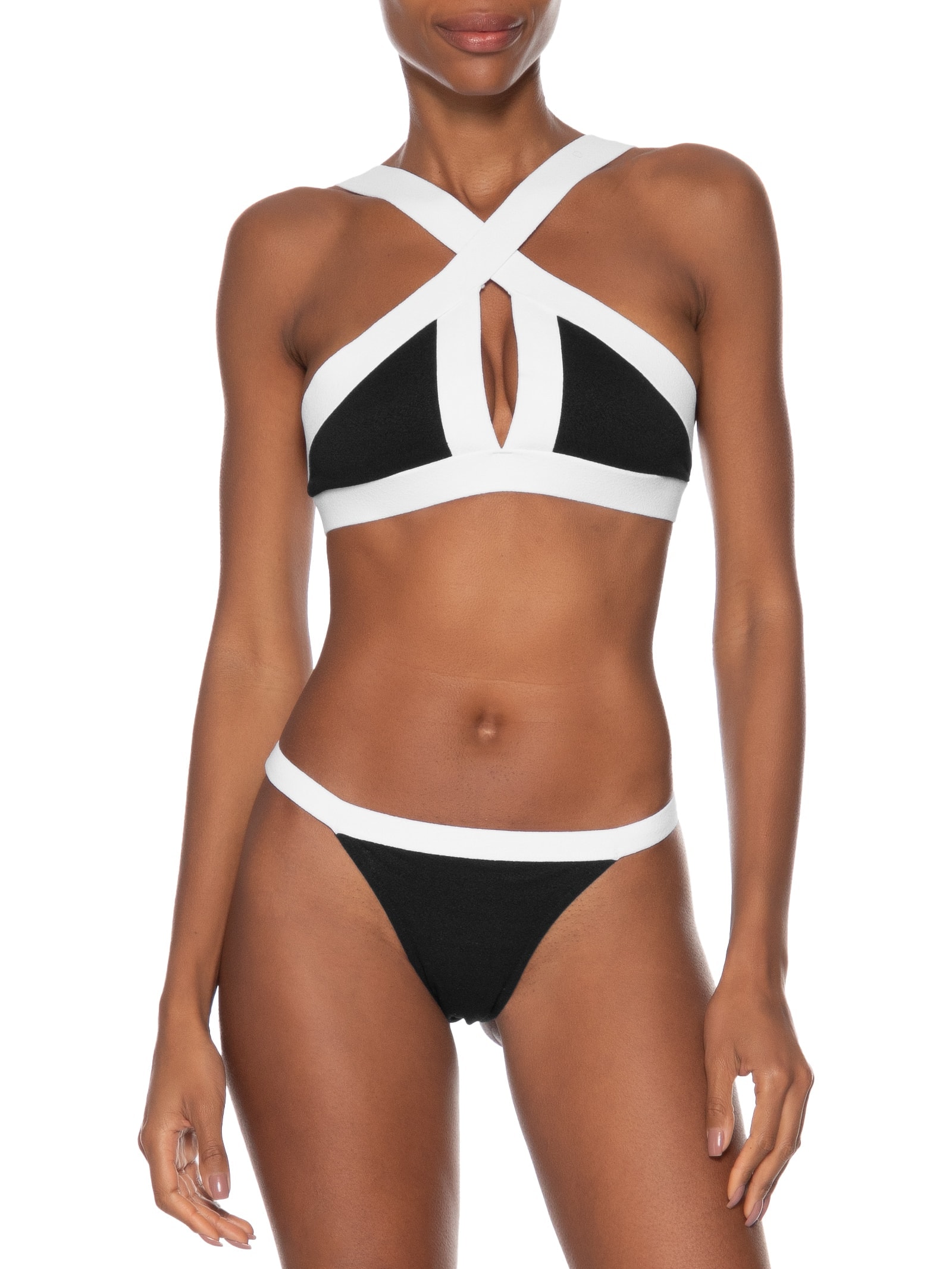 Biquini Transpassado Bicolor Preto Osklen