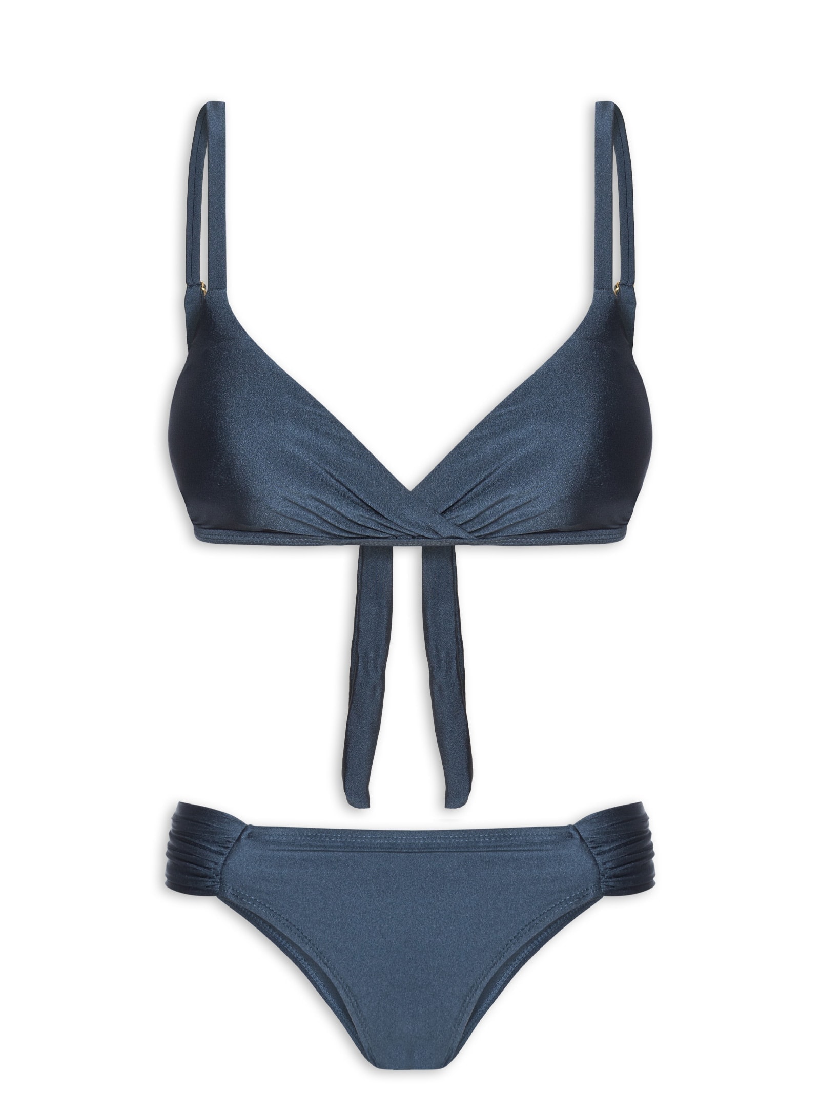 Biquíni Triângulo Com Transpasse Azul Mktbeach