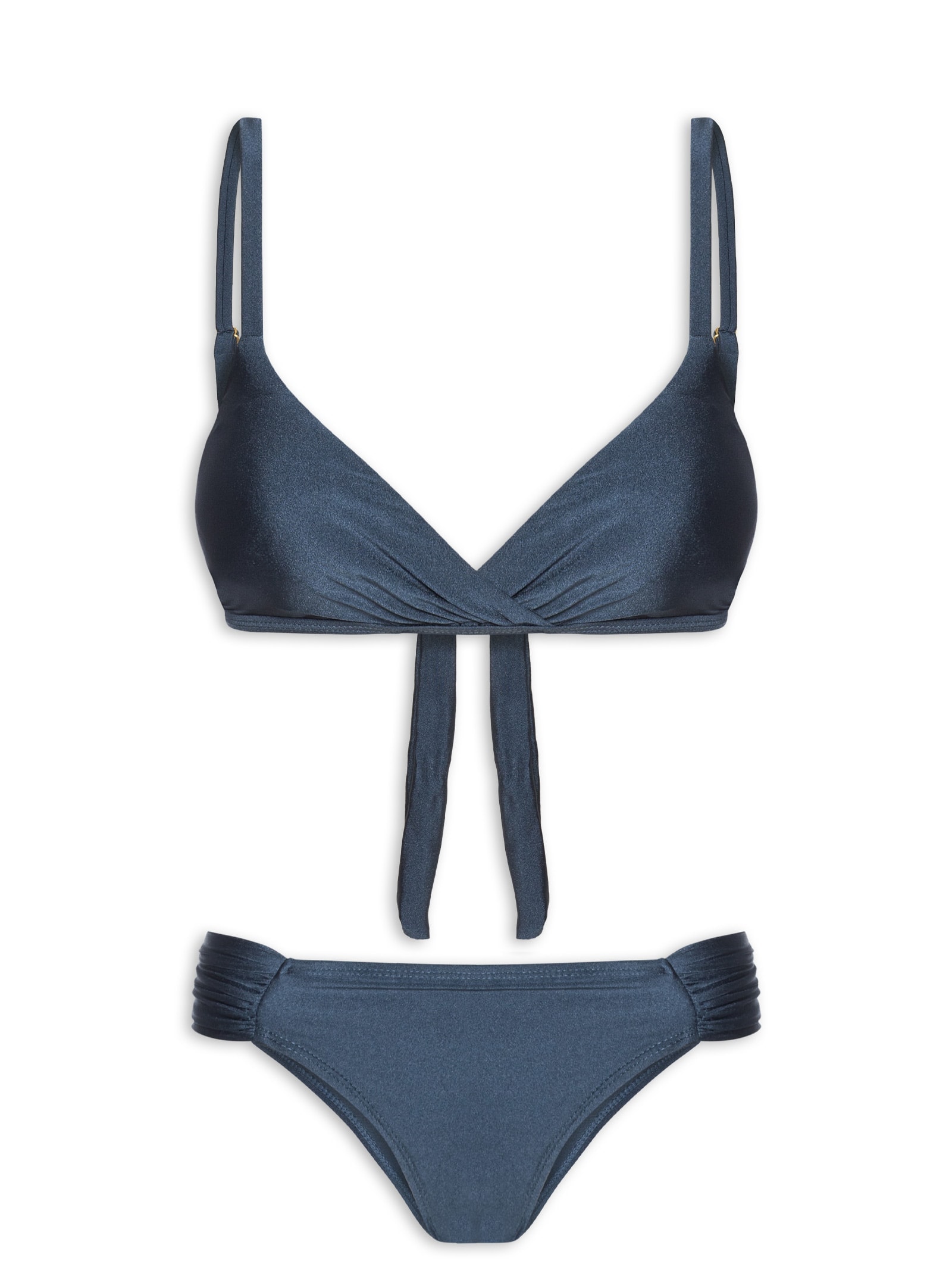 Biquíni Triângulo Com Transpasse Azul Mktbeach