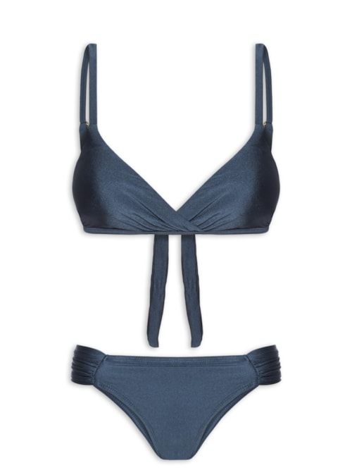 Biquíni Triângulo Com Transpasse – Azul