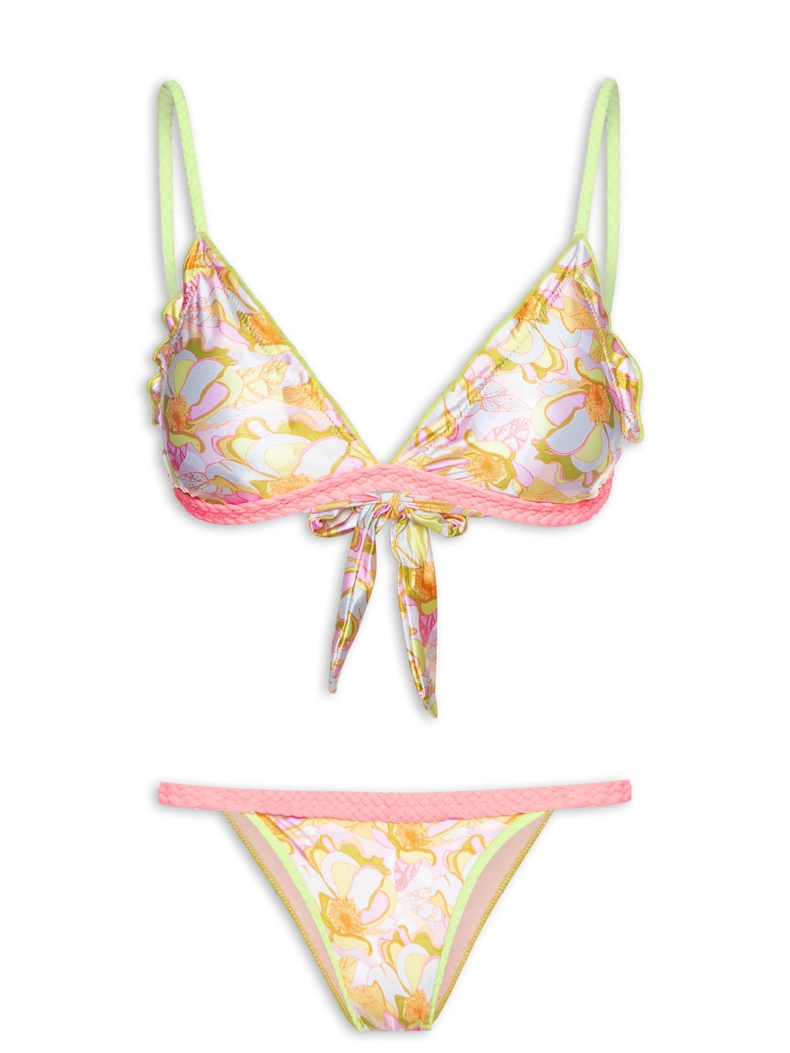 Biquíni Triângulo Estampado Amarelo Mktbeach