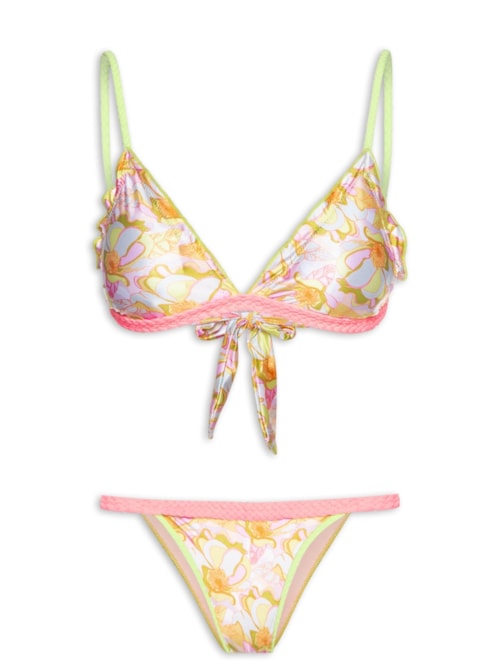 Biquíni Triângulo Estampado - Amarelo