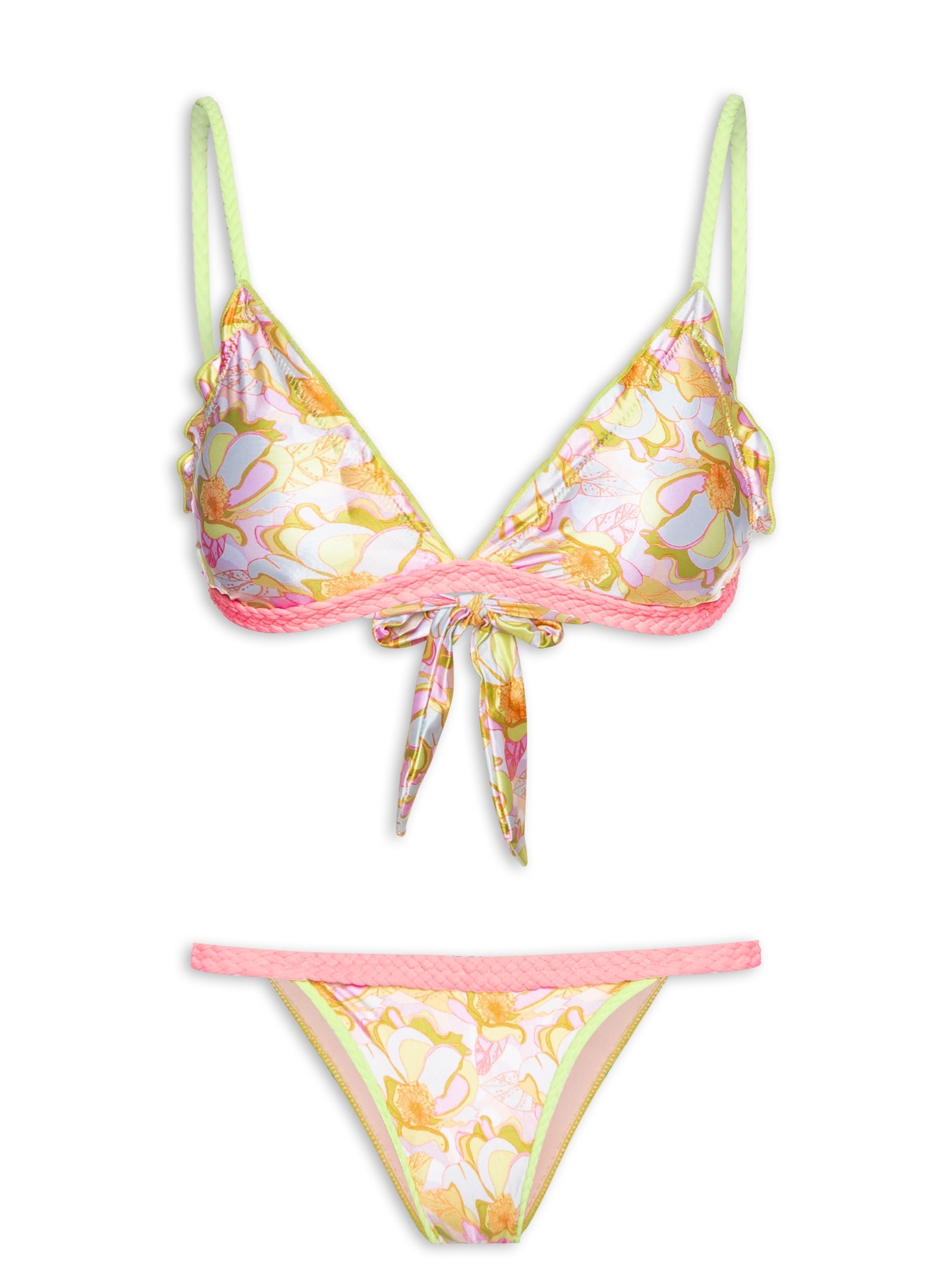 Biquíni Triângulo Estampado Amarelo Mktbeach