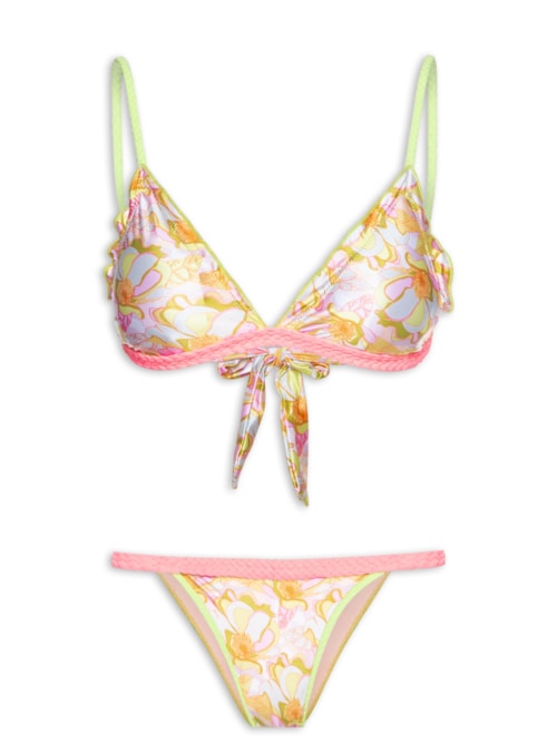 Biquíni Triângulo Estampado - Amarelo