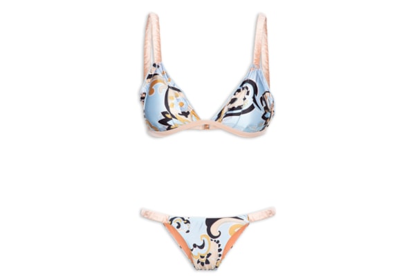 Biquíni Triângulo Estampado - Azul