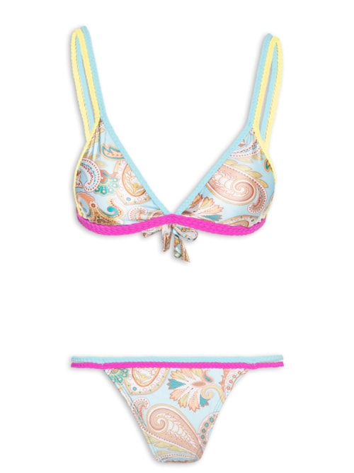 Biquíni Triangulo Estampado - Azul