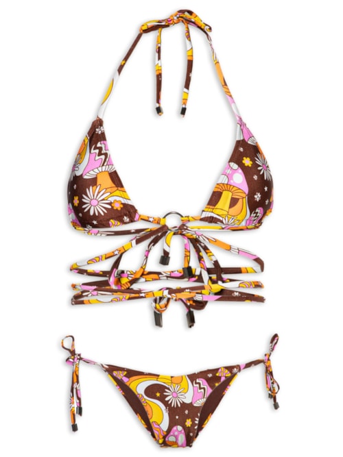Biquíni Triângulo Estampado – Marrom