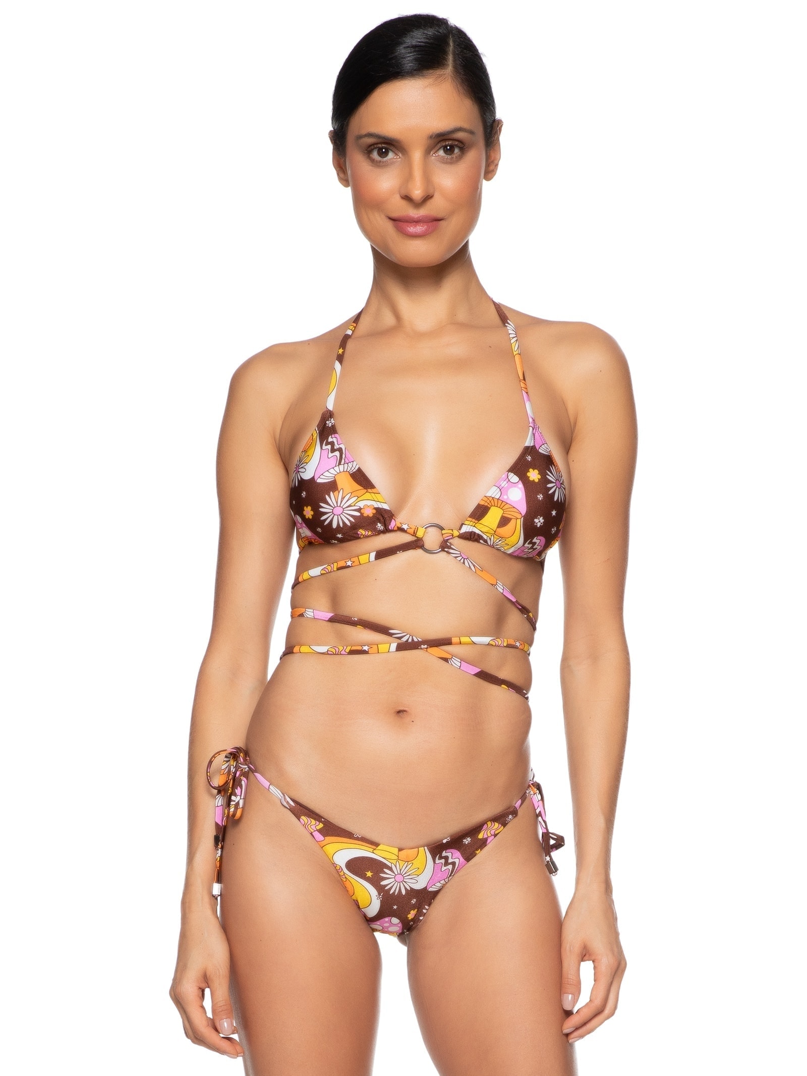Biquíni Triângulo Estampado Marrom Mktbeach