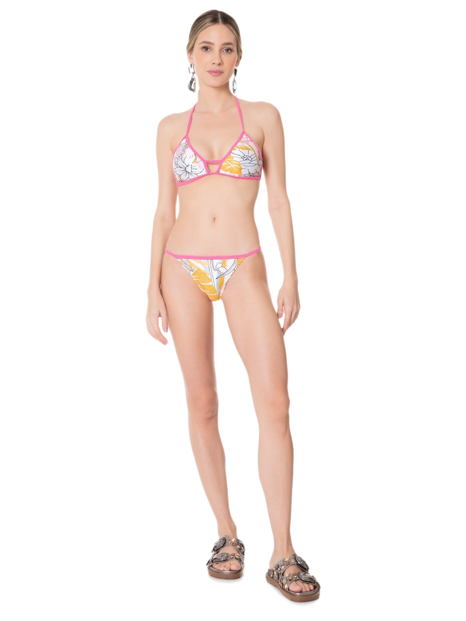 Biquíni Triângulo Estampado Rosa Mktbeach