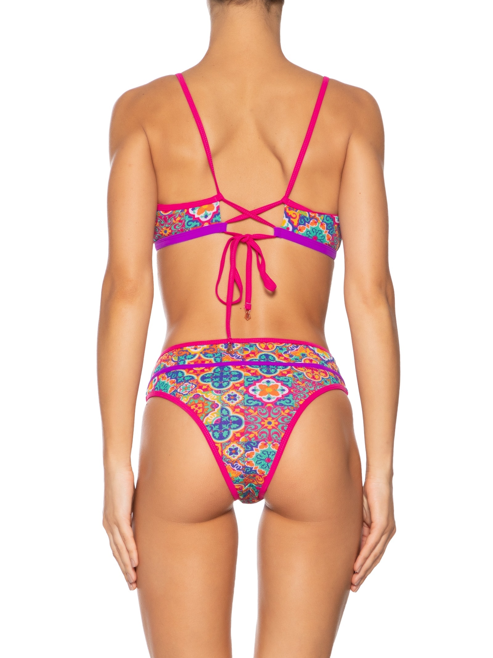 Biquini Triângulo Estampado Rosa Mktbeach
