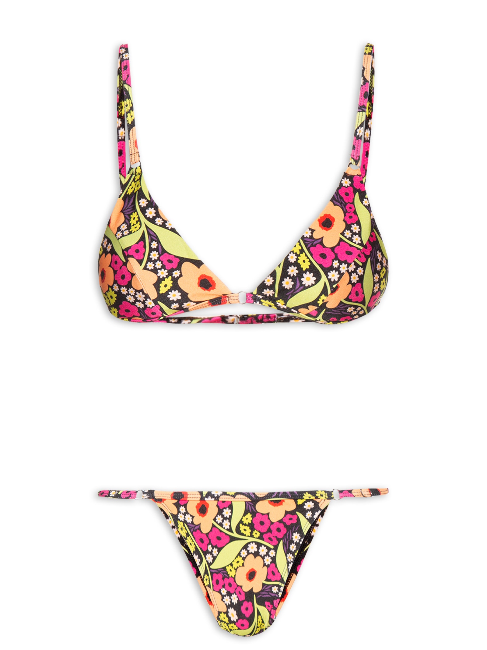 Biquini Triangulo Floral Preto Mktbeach