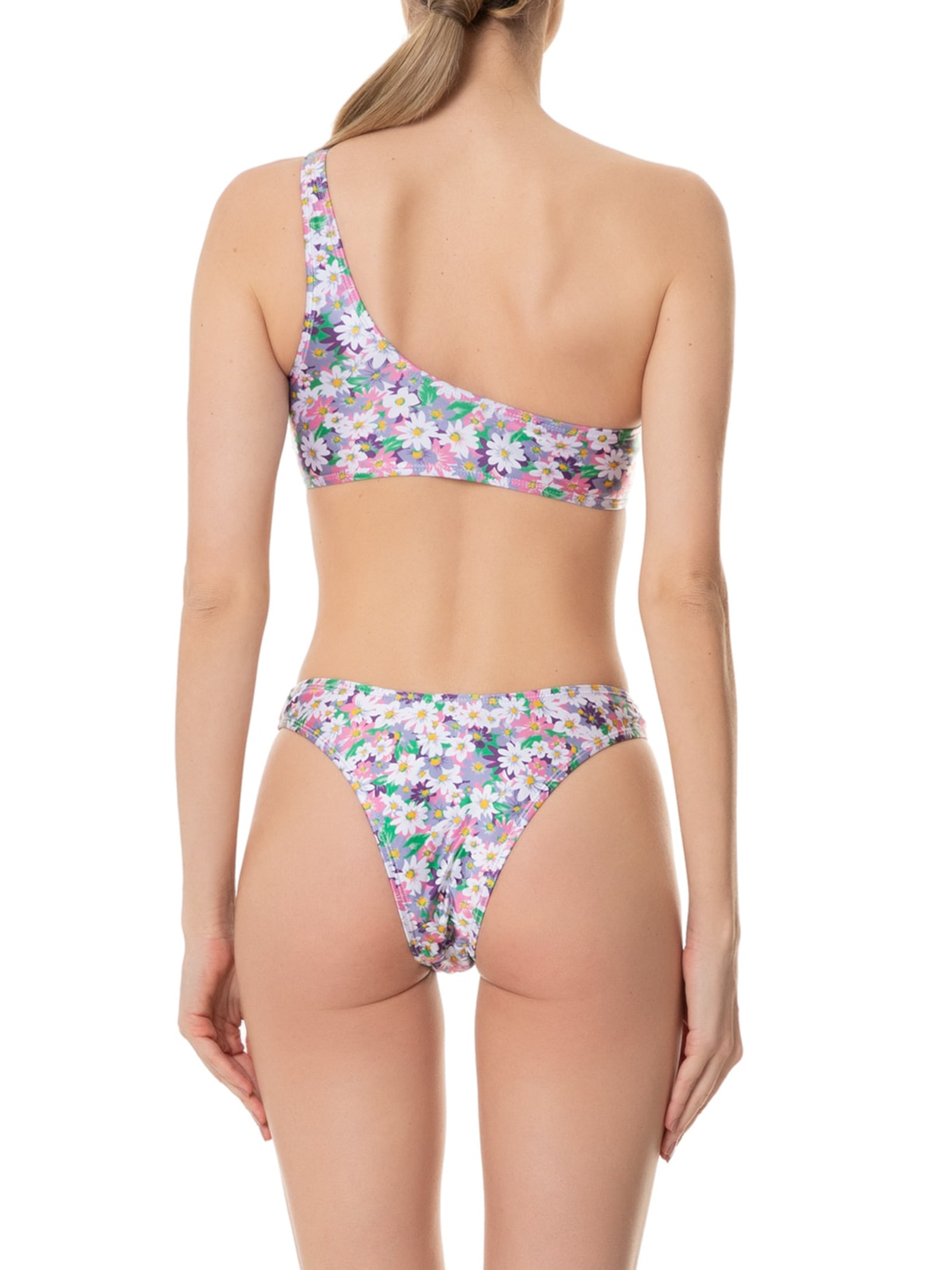 Biquíni Um Ombro Só Floral Lilás Mktbeach