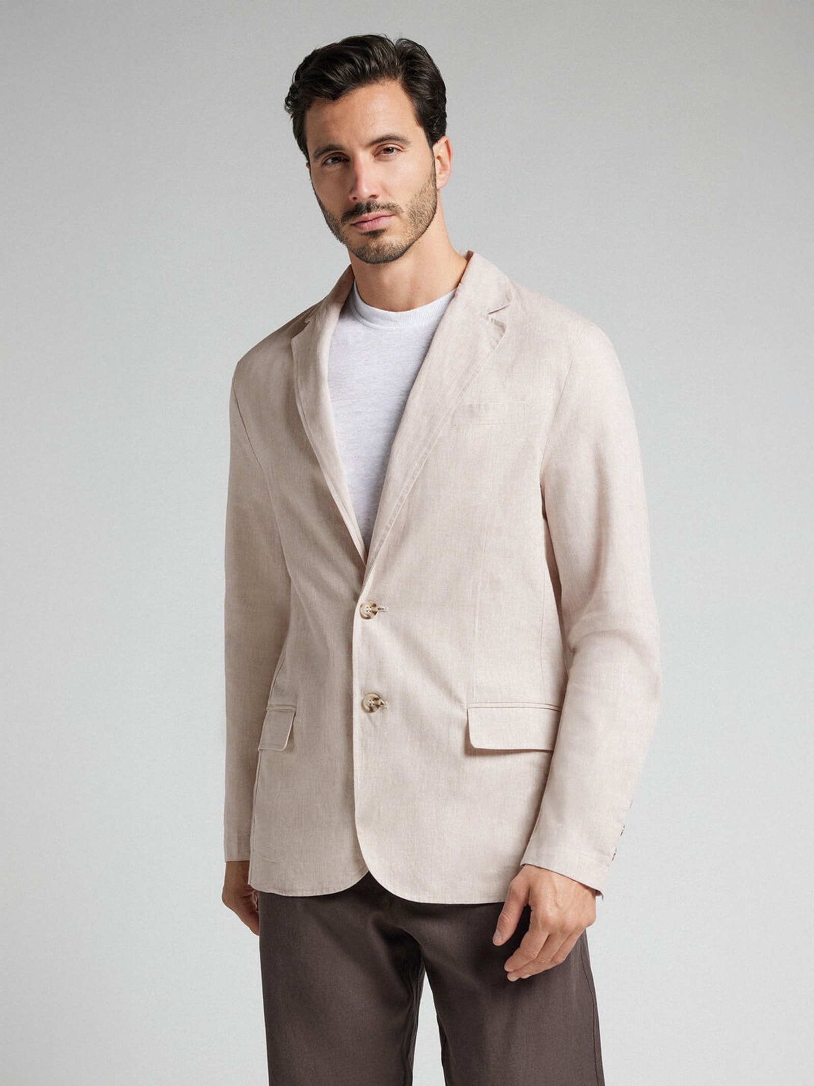 Blazer Em Linho e Algodão Bege Intimissimi