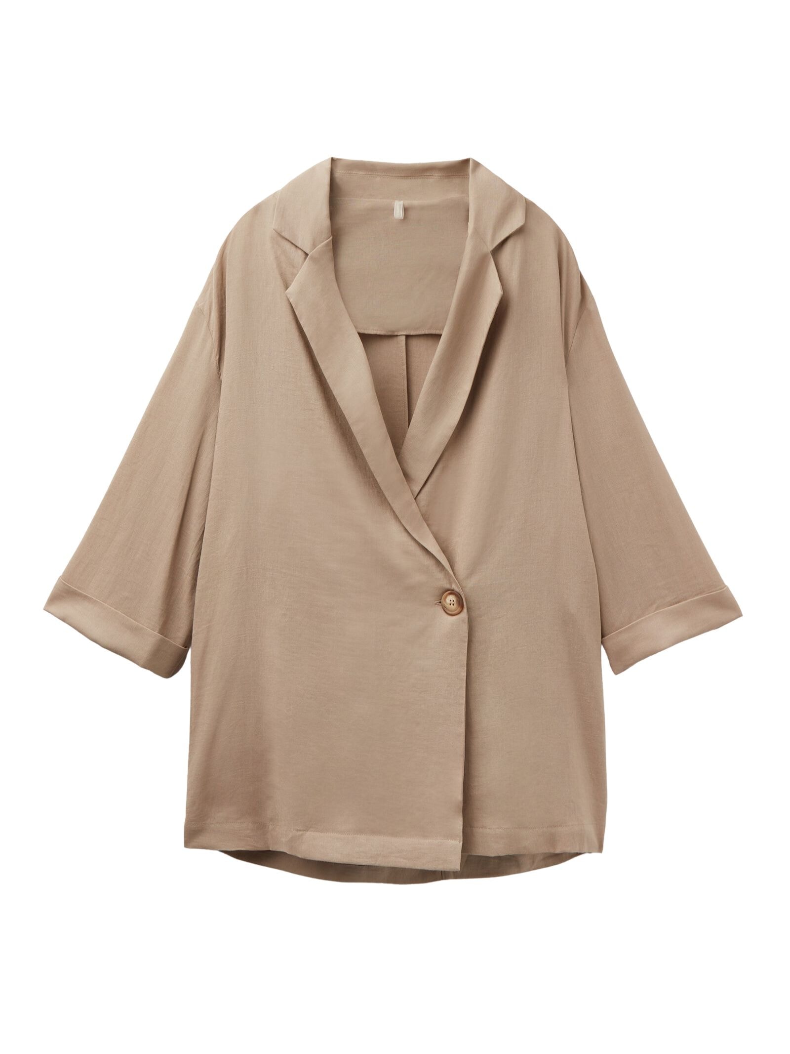 Blazer Em Linho e Viscose Bege Calzedonia