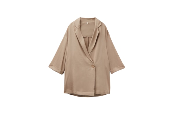 Blazer Em Linho e Viscose - Bege