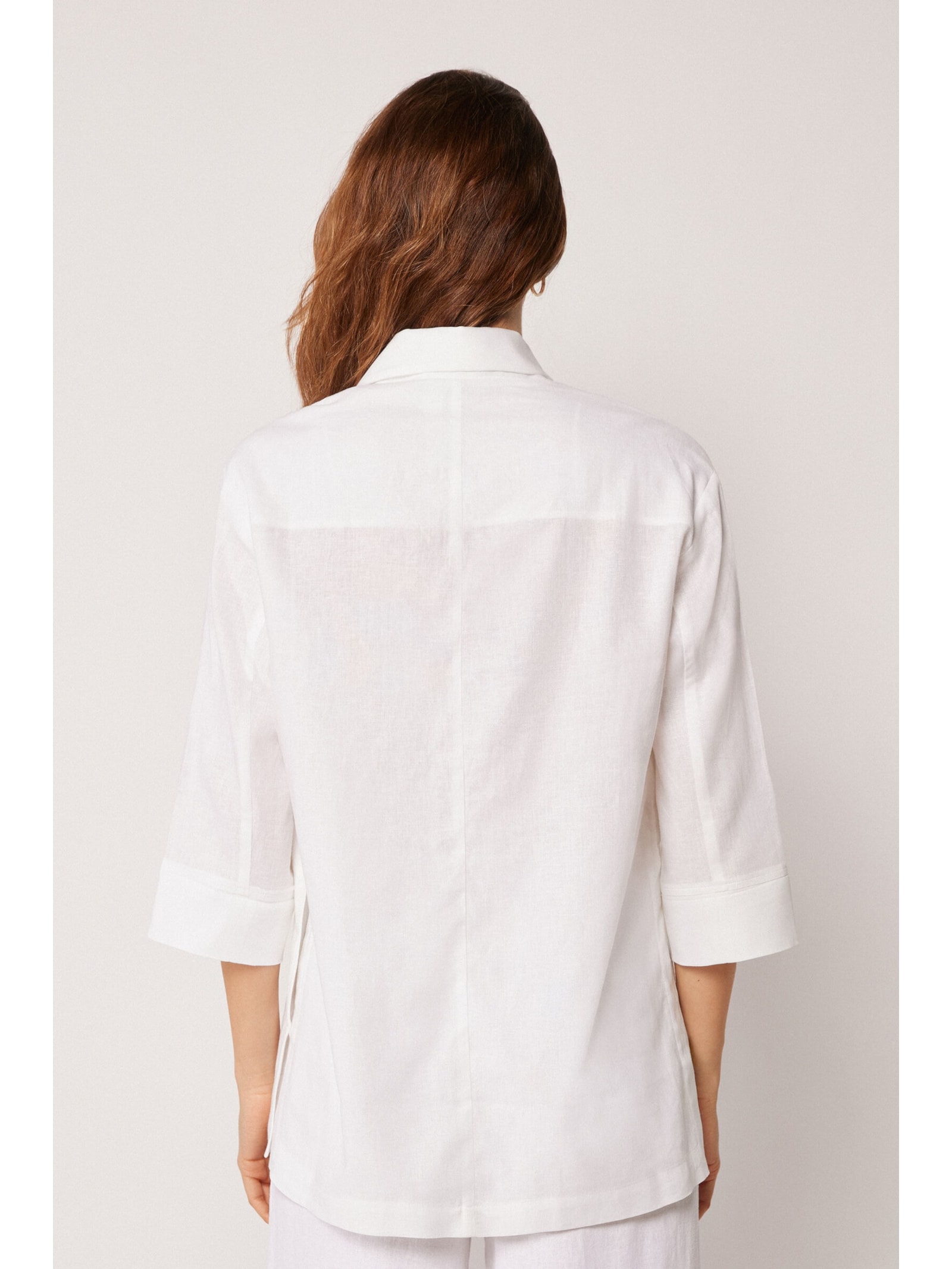 Blazer Em Linho e Viscose Branco Calzedonia