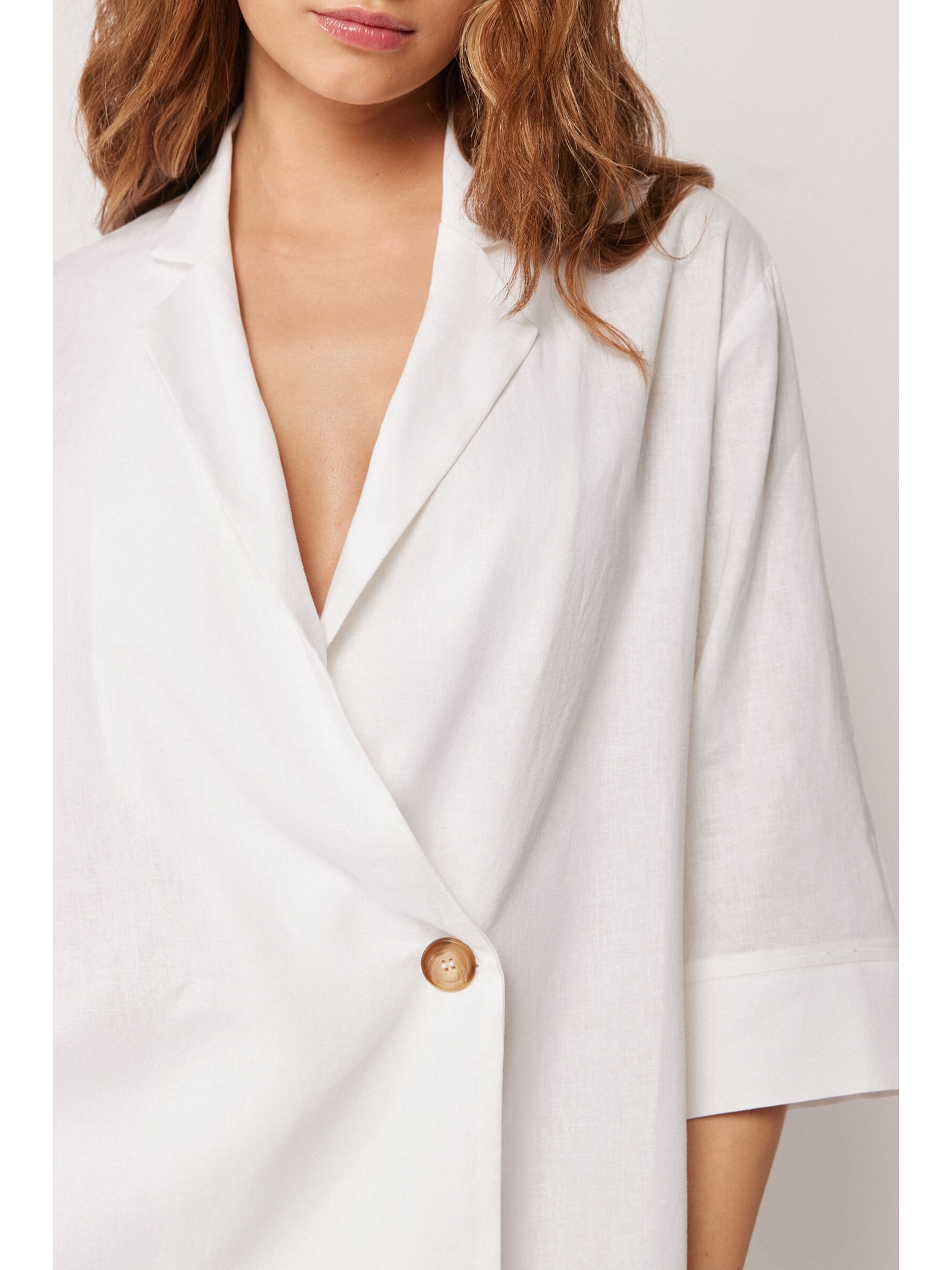 Blazer Em Linho e Viscose Branco Calzedonia