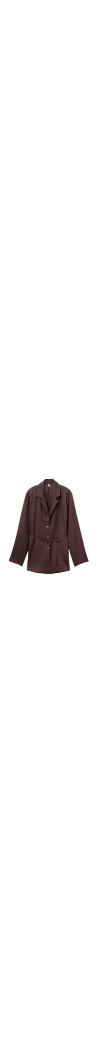 Blazer Em Linho e Viscose Com Cinto - Marrom