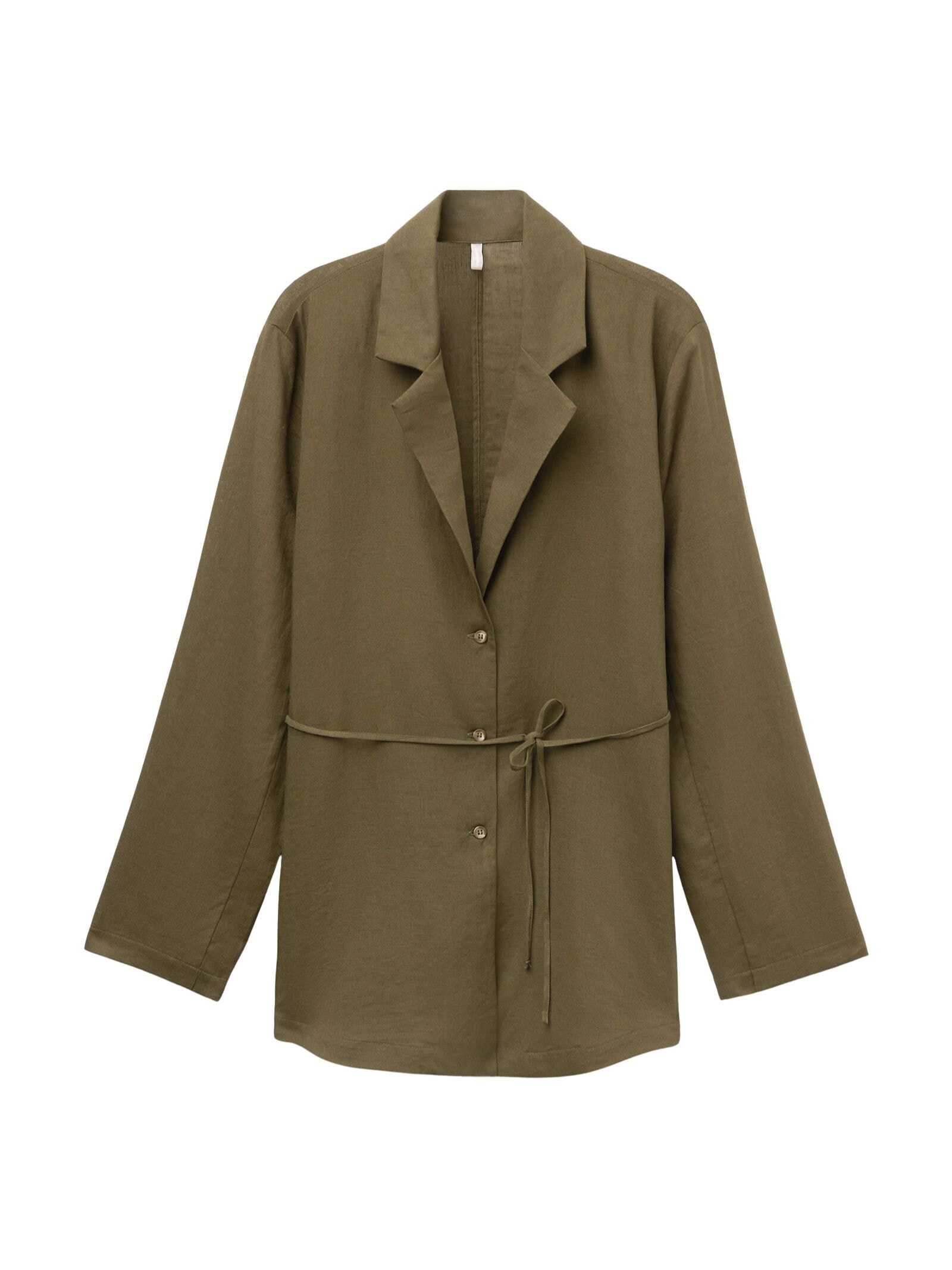Blazer Em Linho e Viscose Com Cinto Verde Calzedonia