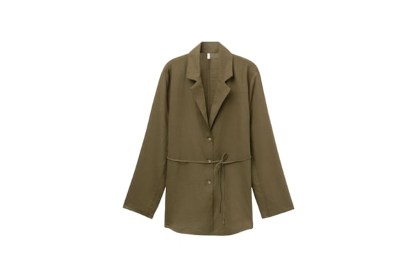 Blazer Em Linho e Viscose Com Cinto - Verde