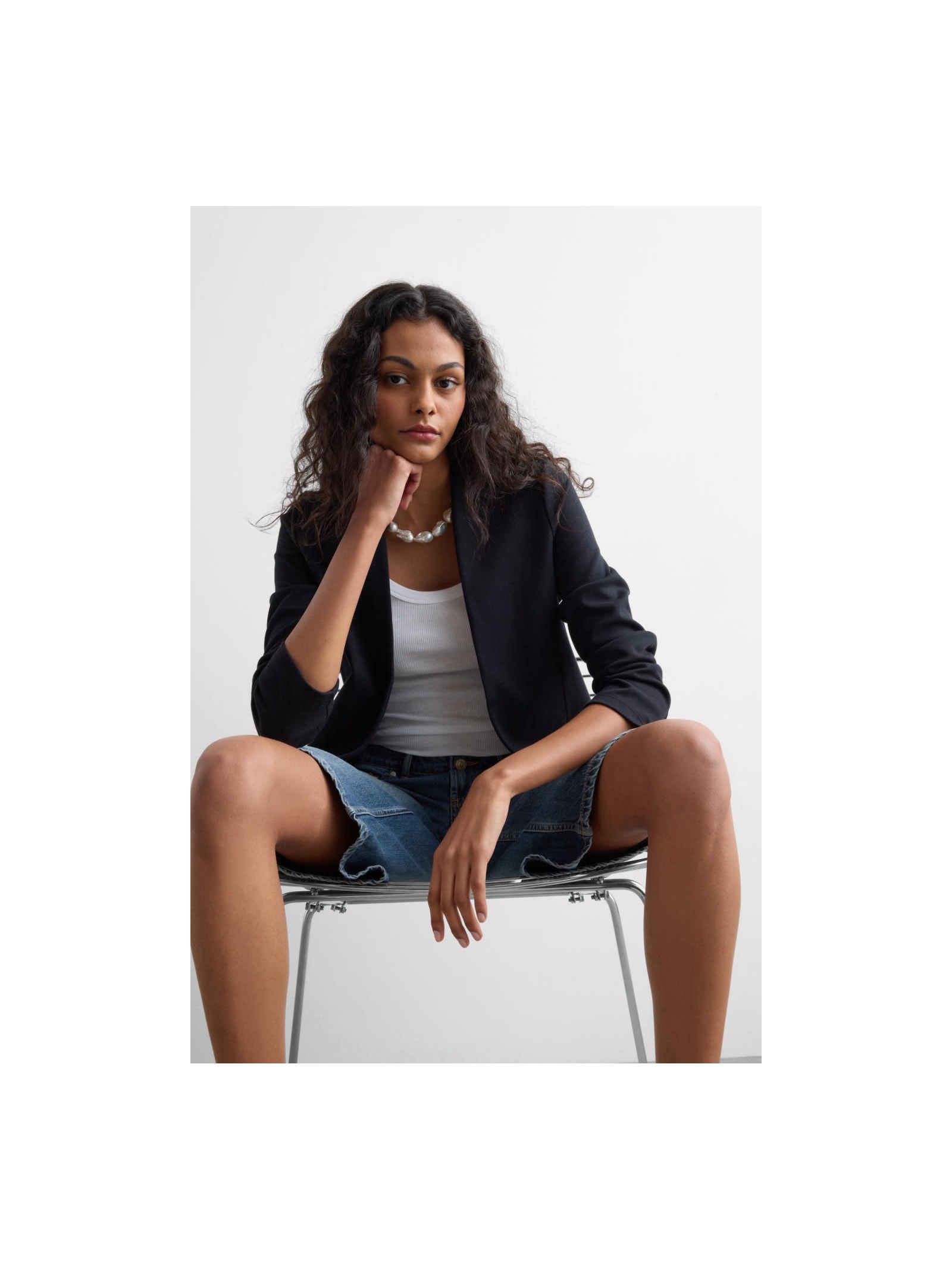 Blazer Estruturado Em Algodão Preto Intimissimi