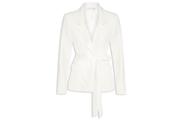 Blazer Feminino Acinturado com Faixa – Branco